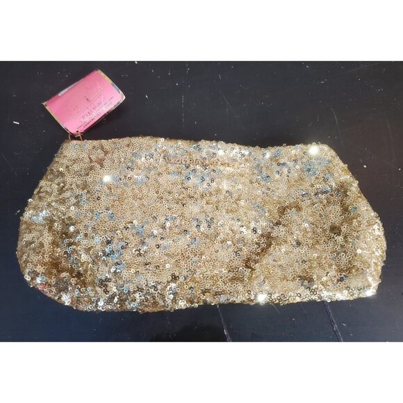 VICTORIA'S SECRET Gold 💛 Sequin Clutch, Evening, Makeup, Hand Bag, PURSE i - Picture 1 of 3